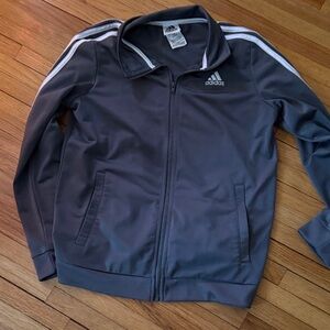 Adidas Kids Gray Jacket with White Stripes